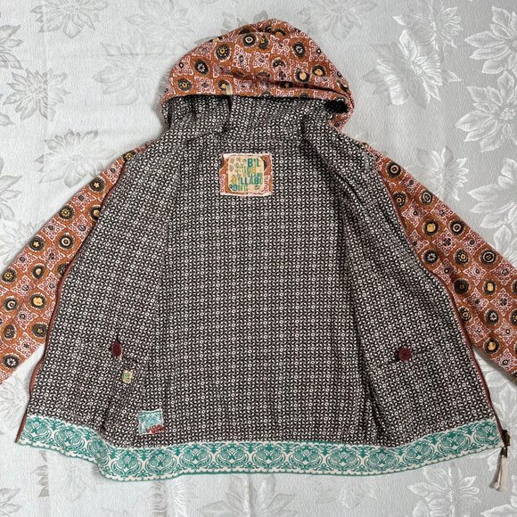 Billabong Reversible Retro Bohemian Multicolored Cotton Hoodie Jacket Large - Picture 4 of 16